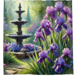 Para Box Cortina de Banho Jardim de Flores Íris Roxa