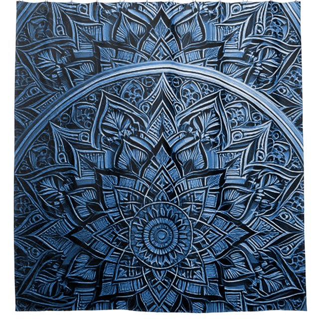 Para Box Cortina de Banho Mandala Azul (Frente)