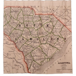 Para Box Cortina de Banho Mapa Antigo da Carolina do Sul