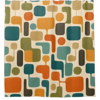 Para Box Cortina de Banho Mosaico Retro Mod