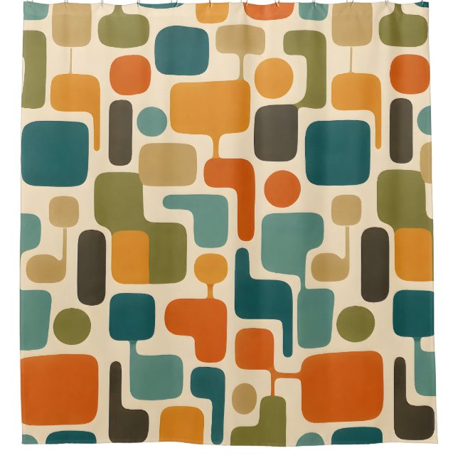 Para Box Cortina de Banho Mosaico Retro Mod  (Frente)