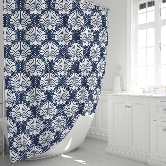 Para Box Cortina de Banho Navy & White Seashell (Criador carregado)