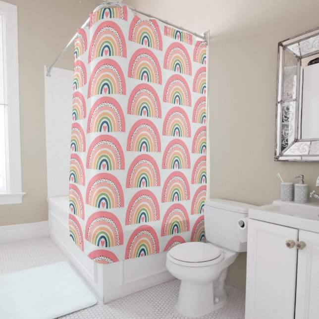 Para Box Cortina de Banho - Pontos Pink Arco-Íris (In Situ)