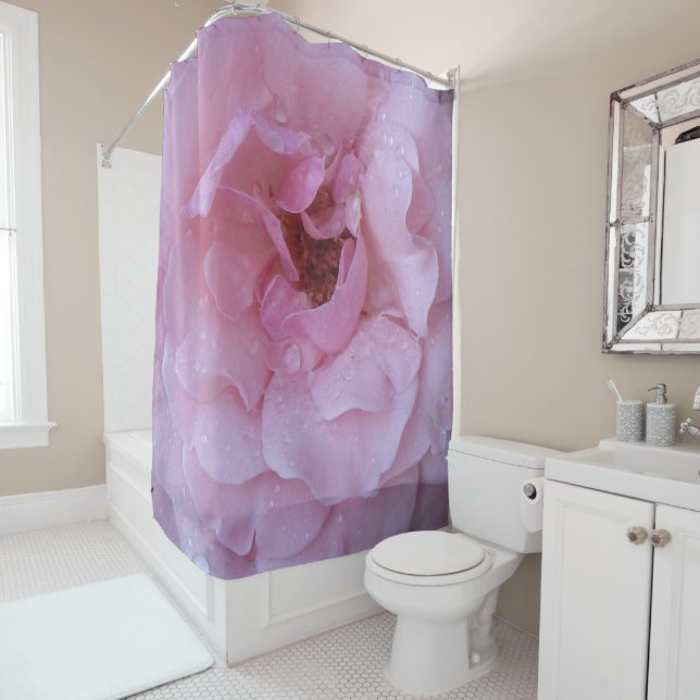 Para Box Cortina de Banho Rosa com Gotículas de Chuva (In Situ)