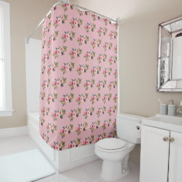 Para Box Cortina de Banho Rosa com Padrão de Rosas Country