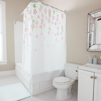 Para Box Cortina de Banho Rosa & Floral Branco