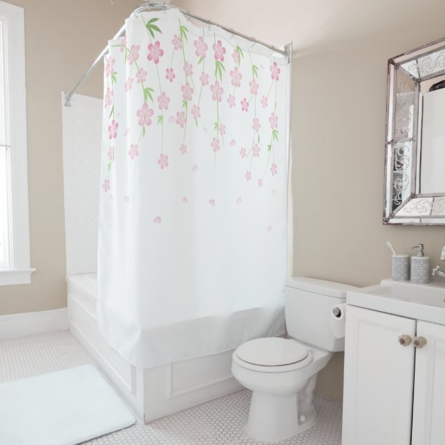 Para Box Cortina de Banho Rosa & Floral Branco  (In Situ)
