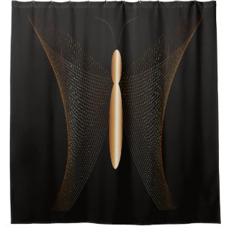 Para Box Cortina de baño elegante con mariposa dorada