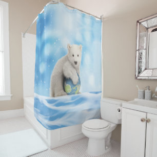 Para Box Cortina de chá ártica do mundo do urso polar