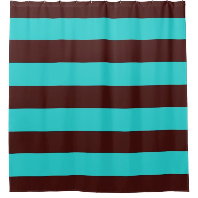 Para Box Cortina de chá Brown e Aqua Stripes (Frente)