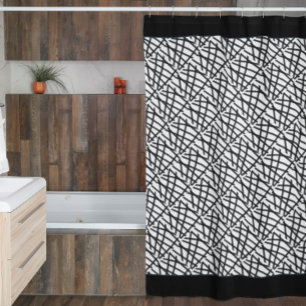 Para Box Cortina de Chá das Linhas Abstrato a Preto e Branc
