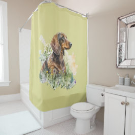 Para Box Cortina de Chá de Aquarela Floral Dachshund