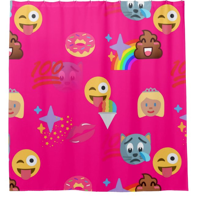 Para Box cortina de chá de emoji rosa quente (Frente)