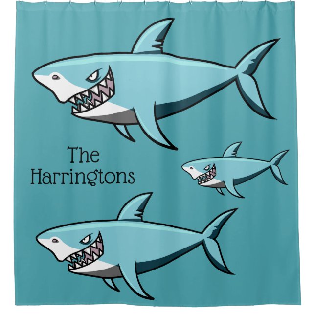 Para Box Cortina de chá de nome personalizado de tubarão le (Frente)