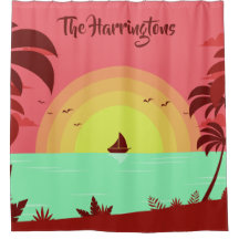 Cortina de chá de nome personalizado do Beach Illu