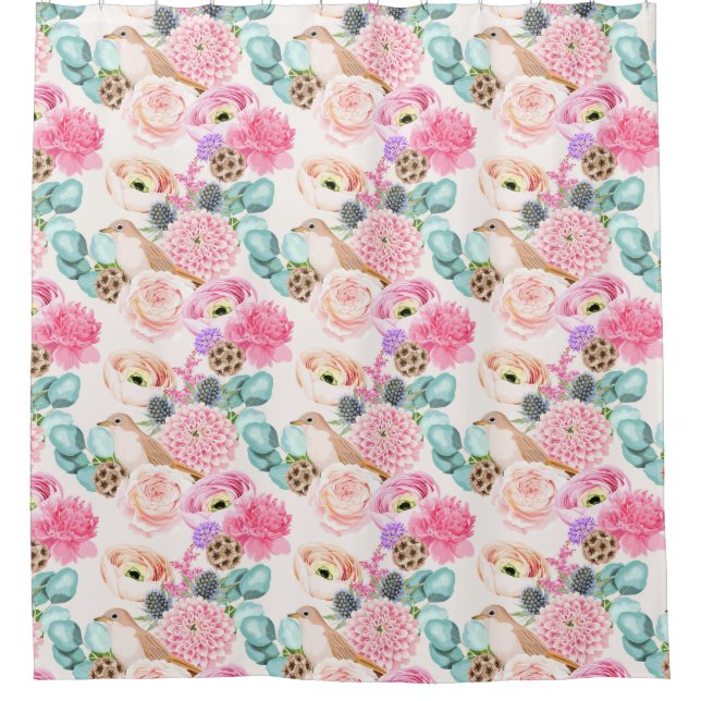 Para Box Cortina de chá de padrão floral (Frente)