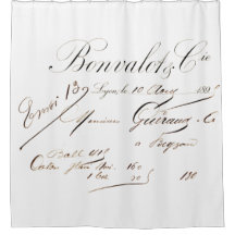 Cortina de Chá de Script Francês em Castanho Escur