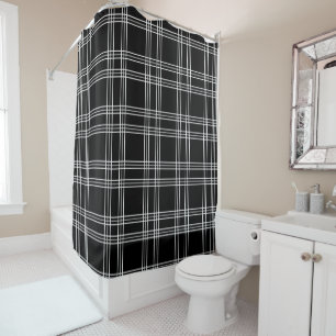 Para Box Cortina de Chá de Tartan Xadrez Preta