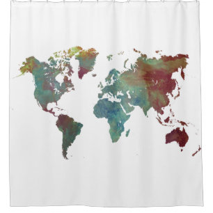 Para Box cortina de chá do mapa do mundo