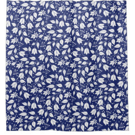 Para Box Cortina de Chá Floral Azul Profundo e Branco