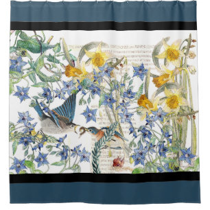 Para Box Cortina de chá floral do narciso dos pássaros do