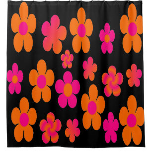 Para Box Cortina de chá floral rosa quente e laranja