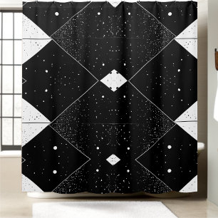 Para Box Cortina de Chá Geométrico Preto e Branco