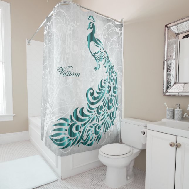 Para Box Cortina de Chá Personalizada de Peacock Teal (In Situ)