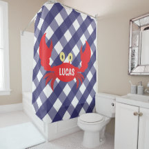 Cortina de Chá Personalizada do Caranguejo Gingham