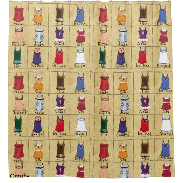 Para Box Cortina de chá Praia-Retro dos ternos (Frente)