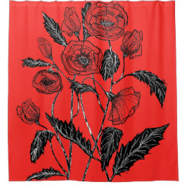 Para Box Cortina de Chá Vermelho com Poppies Escolher Cores