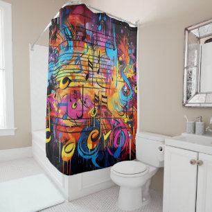 Para Box Cortina de Chás de Notas Musicais de grafite