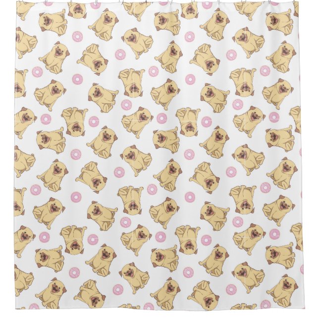 Para Box Cortina de Chuveiro com Estampa de Pug (Frente)