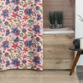 Para Box Cortina de chuveiro com estampa floral rosa boho