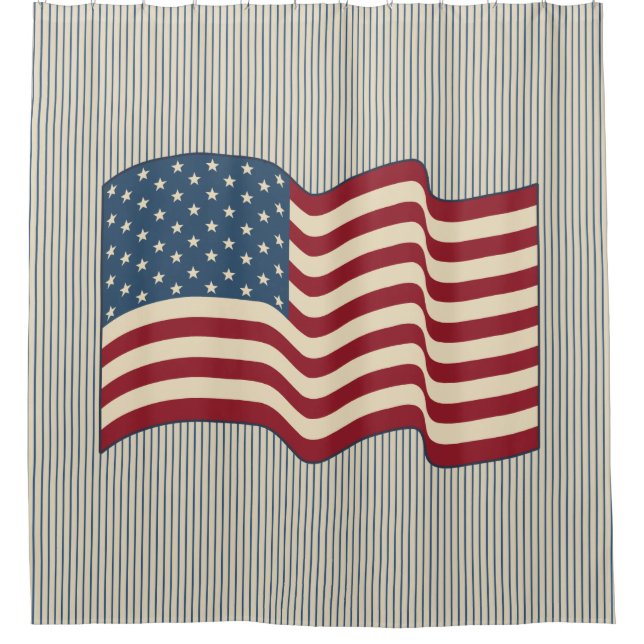 Para Box Cortina de chuveiro de banheiro com bandeira ameri (Frente)