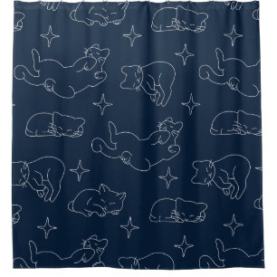 Para Box Cortina de Chuveiro de Gato Sonolento – Padrão de