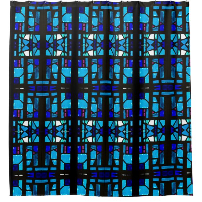 Para Box Cortina de Chuveiro de Vidro Manchado Azul (Frente)