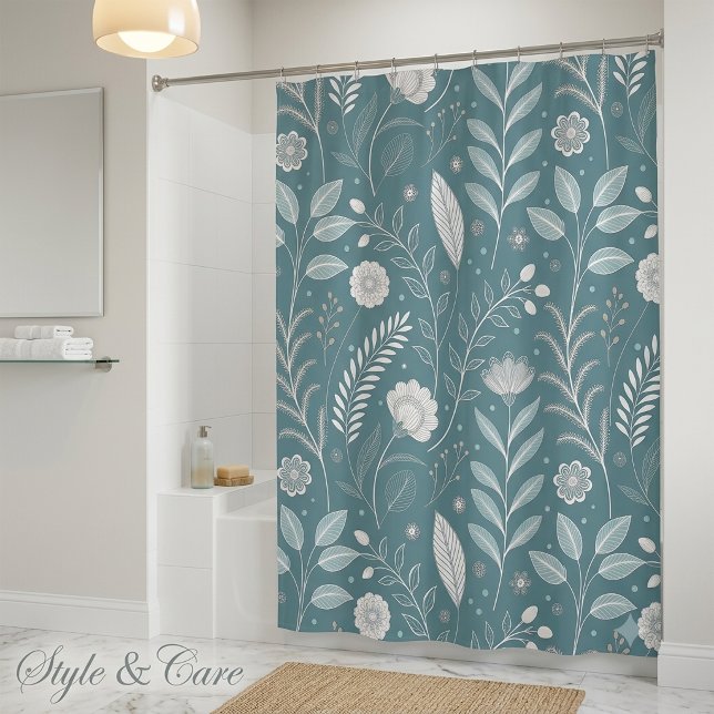 Para Box Cortina de Chuveiro Decorativa com Impressão Flora (Artistic Flower Print Shower Curtain Decor)