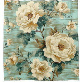 Para Box cortina de chuveiro estilo floral vintage boêmio