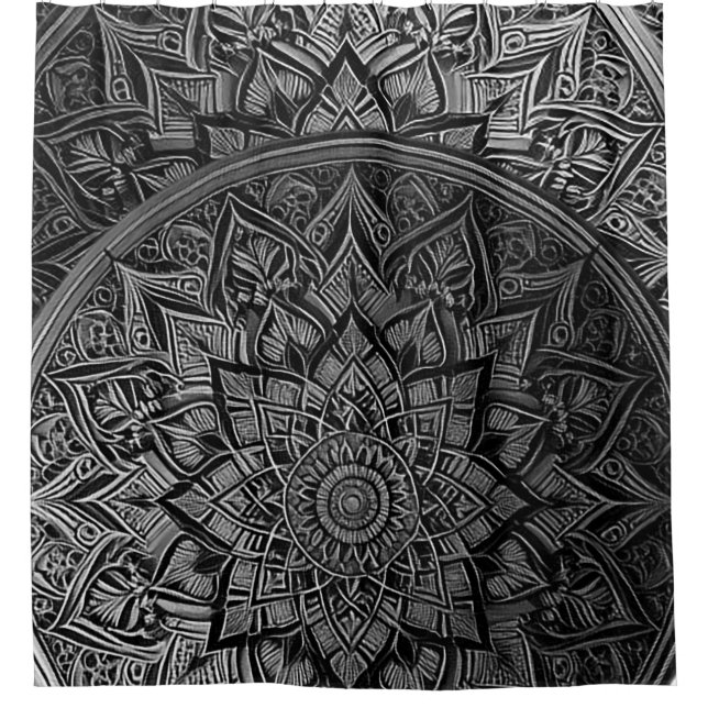Para Box Cortina de Chuveiro Mandala Prata (Frente)