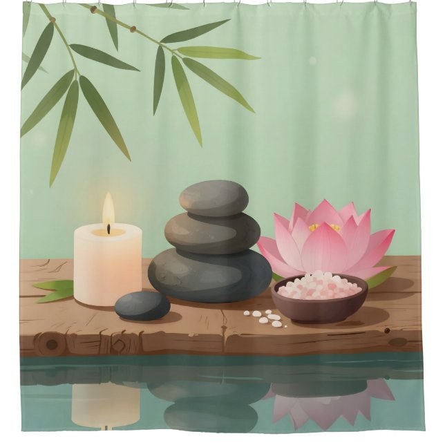 Para Box Cortina de Chuveiro Paisagem Zen – Reflexão Tranqu (Frente)