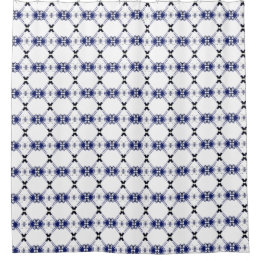 Para Box Cortina Marinho Geométrica Preta e Chá Branco