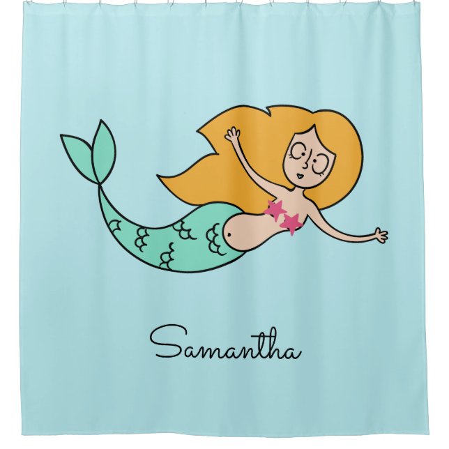 Para Box Engraçado Mermaid nome personalizado e cortina de  (Frente)
