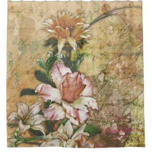 Para Box Grunge Vintage Cortina de Chá Floral Antiquada