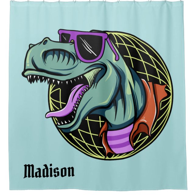 Para Box Hipster T-Rex nome personalizado e cortina de chá  (Frente)