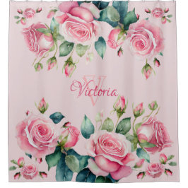 Para Box Jardim de Rosas Caprichoso: Cortina de Banho Rosa