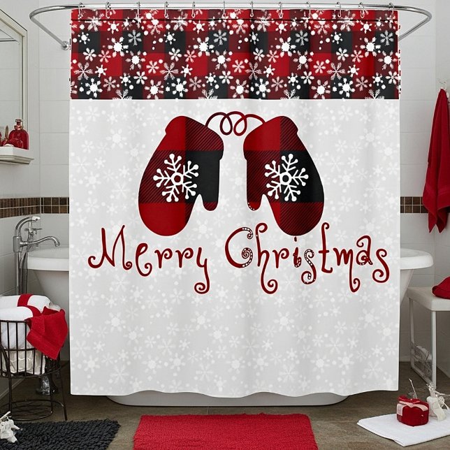 Para Box Luvas de Natal alegre Cortina de Banho (Criador carregado)