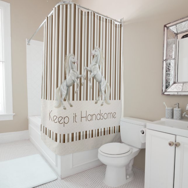 Para Box Mantenha-o bonitão Chá Cortina Marrom Stripe Caval (In Situ)