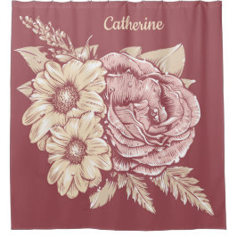 Para Box Nome personalizado Flower Illustration chá cortina