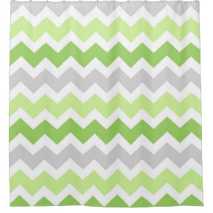 Para Box O verde limão Chevron cinzento listra a cortina d